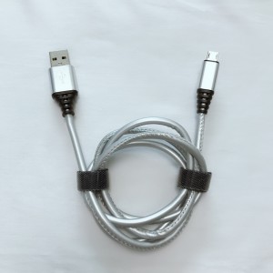 PU-leer Snel opladen Ronde USB-kabel voor micro-USB, Type C, iPhone bliksem opladen en synchroniseren