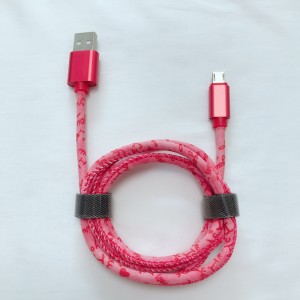 PU lederen hoofdletter snel opladen ronde aluminium behuizing USB-kabel voor micro-USB, Type C, iPhone bliksem opladen en synchronisatie