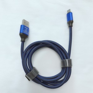 Visnetdraad gevlochten Opladen Ronde aluminium behuizing USB-kabel voor micro-USB, Type C, iPhone bliksem opladen en synchroniseren