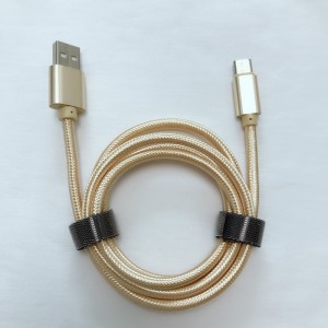Goede prijs Gevlochten snel opladen Ronde aluminium behuizing USB-datakabel voor micro-USB, Type C, iPhone-bliksemlading en synchronisatie